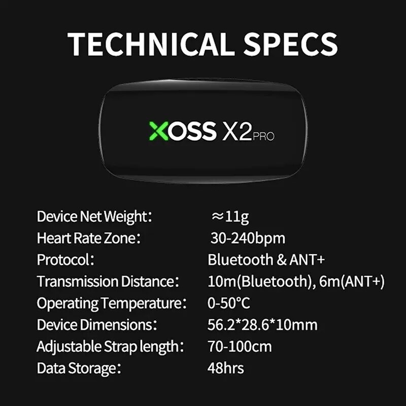 XOSS X2 Pro Chest Strap Heart  - đánh giá và giá Heart Rate Monitor Chest Strap Ant+